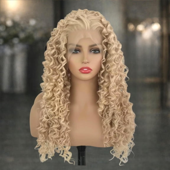 Long Honey Blonde Curly Lace Front Wig - Romantic Spiral Curls