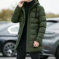 thumbnail image 1 of Long Hooded Jacket Men Winter Warm Windproof Coat Fashion Solid Color Clothes Outdoor, 1 of 3