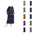 thumbnail image 1 of Long Hoodie Dress for Women 2025 Fall Winter Long Sleeve Plain Hooded Sweatshirt with Pockets Pullover Tops, 1 of 7