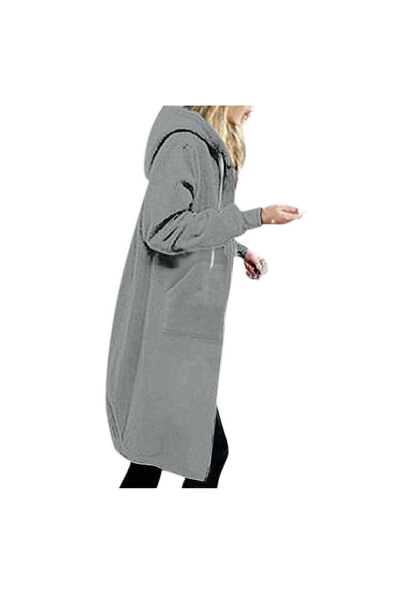 Long Hoodie for Women 2025 Casual Zip Up Drawstring Tunic Sweatshirt Oversized Fall Fleece Jackets Coat Lightweight