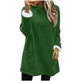 thumbnail image 1 of Long Hoodie for Women with Sherpa Fleece Lined Front 2 Pockets Thick Warm Winter Loose Tunic Sweater Pullover Tops (M, Green), 1 of 4