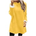 thumbnail image 1 of Long Hoodie for Women with Sherpa Fleece Lined Front 2 Pockets Thick Warm Winter Loose Tunic Sweater Pullover Tops (XL, Yellow), 1 of 4