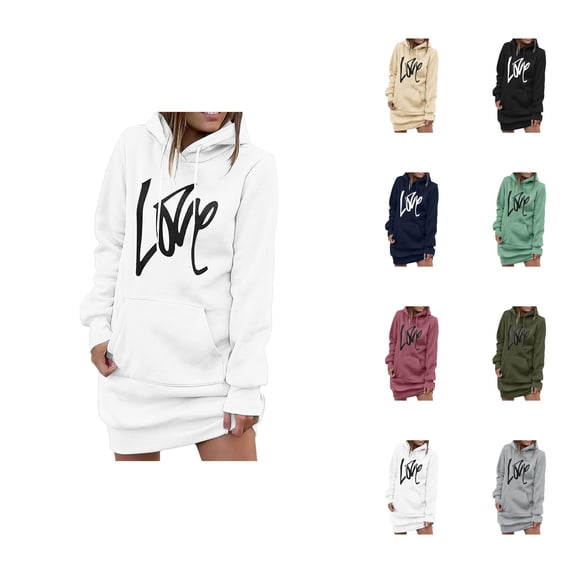 Long Hoodies for Women 2025 Fall Winter Long Sleeve Graphic Hooded Sweatshirt with Pockets Pullover Tops