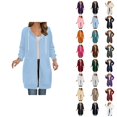 thumbnail image 1 of Long Hoodies for Women 2025 Fall Winter Long Sleeve Plain Zip Up Hooded Sweatshirt with Pockets Cardigan Jacket Coat, 1 of 5