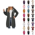 thumbnail image 1 of Long Hoodies for Women 2025 Fall Winter Long Sleeve Plain Zip Up Hooded Sweatshirt with Pockets Cardigan Jacket Coat, 1 of 6