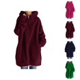 thumbnail image 1 of Long Hoodies for Women 2025 Fall Winter Long Sleeve Plain Zip Up Jacket Coat Hooded Sweatshirt Outerwear, 1 of 1
