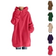 thumbnail image 1 of Long Hoodies for Women 2025 Fleece Lined Zip Up Plain Hoodie with Pockets Streetwear Hooded Sweatshirt Women Jacket, 1 of 7