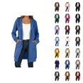 thumbnail image 1 of Long Hoodies for Women 2025 Long Sleeve Zip Up Plain Hooded Sweatshirt with Pockets Cardigan Jacket Coat, 1 of 5