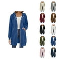 thumbnail image 1 of Long Hoodies for Women 2025 Long Sleeve Zip Up Plain Hooded Sweatshirt with Pockets Hoodie Dress Jacket Coat, 1 of 1