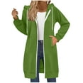 thumbnail image 1 of Long Hoodies for Women Full Zip Baggy Lightweight Hooded Tunic Sweatshirt Jacket Fall Casual Fashion Clothes (M, Green|Hood), 1 of 7