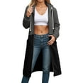 thumbnail image 1 of Long Hoodies for Women Full Zip Up Fleece Drawstring Long Sleeve Jackets Fall Winter Casual Loose Sweatshirts with Pockets Z004-Grey M, 1 of 5