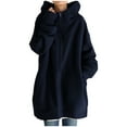 thumbnail image 1 of Long Hoodies for Women Lightweight Zip Up Sweatshirts Casual Fleece Hooded Jackets Loose Cowl Neck Trench Coats, 1 of 3