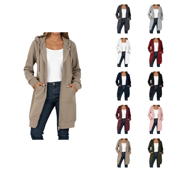 Long Hoodies for Women Long Raglan Sleeve Oversized Zip Up Hooded Sweatshirt with Pockets Hoodie Dress Jacket Coat