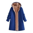 thumbnail image 1 of Long Hoodies for Women Sherpa Fleece Lined Jacket with Pockets Button Up Mid Length Winter Coats Sweatshirt Overcoat (XL, Blue), 1 of 6