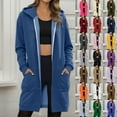 thumbnail image 1 of Long Hoodies for Women Zip Up Double Zipper Fleece Jacket Tunic Sweatshirts Fall Winter Fashion Clothes, 1 of 5