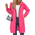thumbnail image 1 of Long Hoodies for Women Zip Up Fleece Oversized Long Sleeve Sweatshirt Winter Warmy Hoodie Dress with Pockets Hot Pink M, 1 of 5