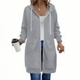 thumbnail image 1 of Long Hoodies for Women Zip Up Fleece Oversized Long Sleeve Sweatshirt Winter Warmy Hoodie Dress with Pockets, 1 of 5