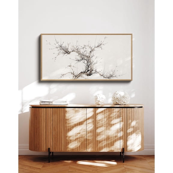 Long Horizontal Japandi Wall Art, Wabi Sabi Wall Art Oversized Horizontal, Panoramic Art Print, Narrow Minimalist Art Poster, Stretched Canvas Size 16x24