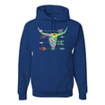 thumbnail image 1 of Long Horn Cow Skull Floral Mosaic Fashion Graphic Hoodie Sweatshirt, Royal, Small, 1 of 1