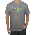 thumbnail image 1 of Long Horn Cow Skull Floral Mosaic Fashion Graphic T-Shirt, Heather Grey, 2XL, 1 of 1