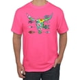 thumbnail image 1 of Long Horn Cow Skull Floral Mosaic Fashion Graphic T-Shirt, Neon Pink, 5XL, 1 of 1