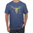 thumbnail image 1 of Long Horn Cow Skull Floral Mosaic Fashion Graphic T-Shirt, Vintage Heather Blue, 5XL, 1 of 1