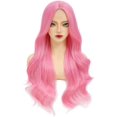 thumbnail image 1 of Long Hot  Wig for Women 26 Inch  Wave Synthetic Wig Middle Part Heat Resistant  Looking Rose Red Curly Wig for Daily Use  Halloween, 1 of 6