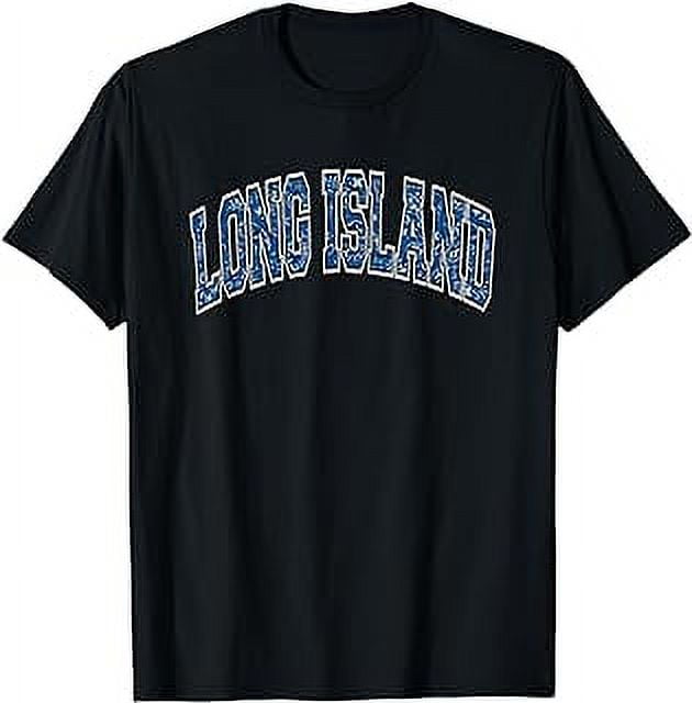 Long Island Arched Text Blue Paisley Pattern T-Shirt - Walmart.com