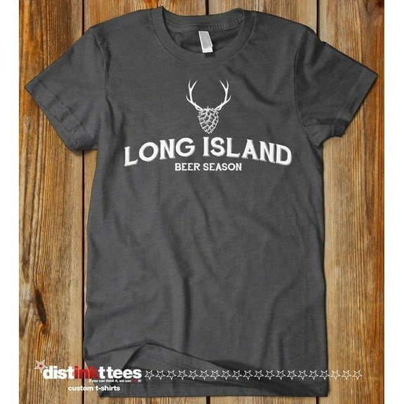 Long Island Beer Season T-Shirt - Vintage Navy Blue, Small | New York Craft Beer Typography