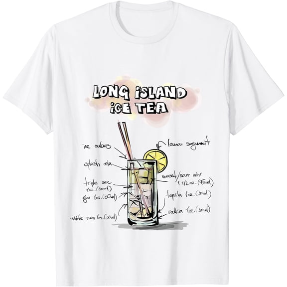 Long Island Ice Tea T-shirt for Men Women- Cocktail Recipe