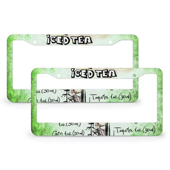 Long Island Iced Tea License Plate Frame 2 Pack Ice Tea Cocktail Ingredients Car Accessories for Women Men Auto Decoration Hardware 2 Holes Metal License Plate Cover