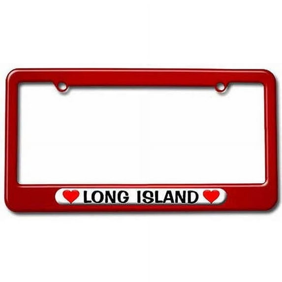 Long Island Love with Hearts License Plate Tag Frame, Multiple Colors