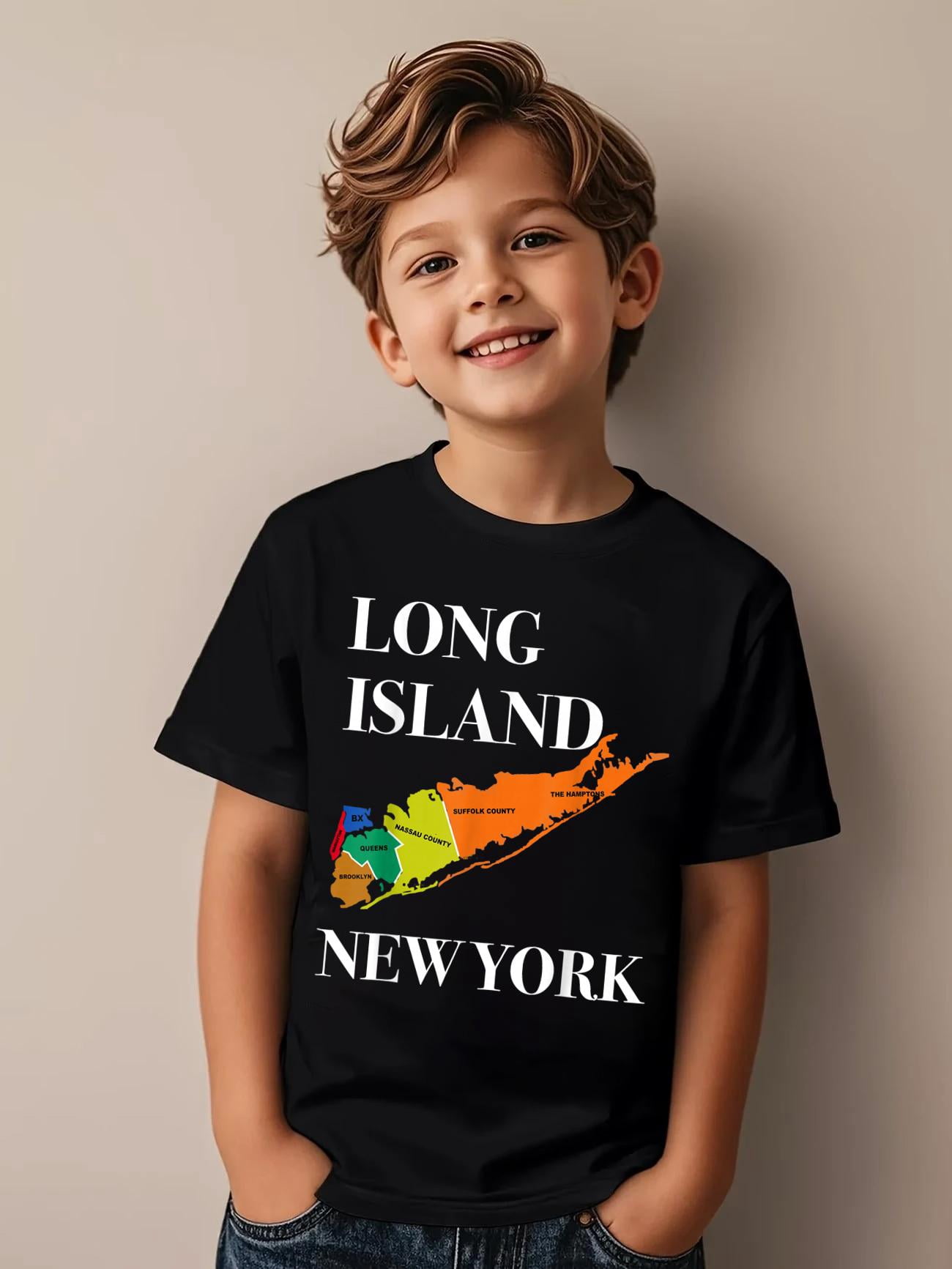 Long Island NY Souvenir Tee Native Long Islander Map NYC Kids T-Shirt ...