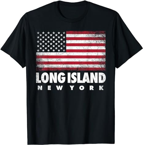 Long Island New York 4th of July American Flag USA America T-Shirt ...