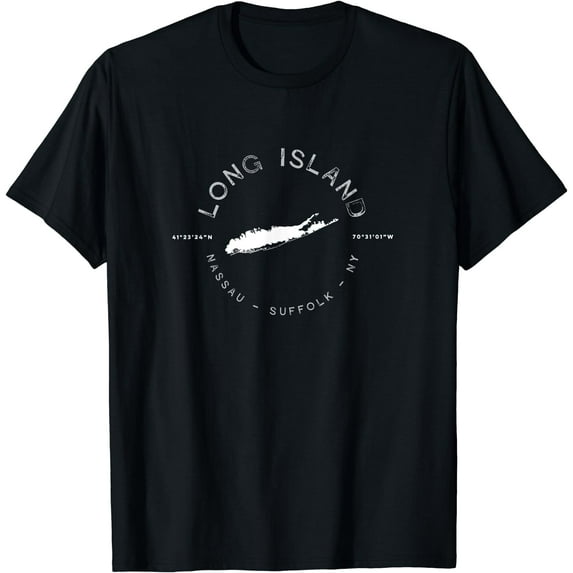 Long Island New York Graphic T T-Shirt Black Large