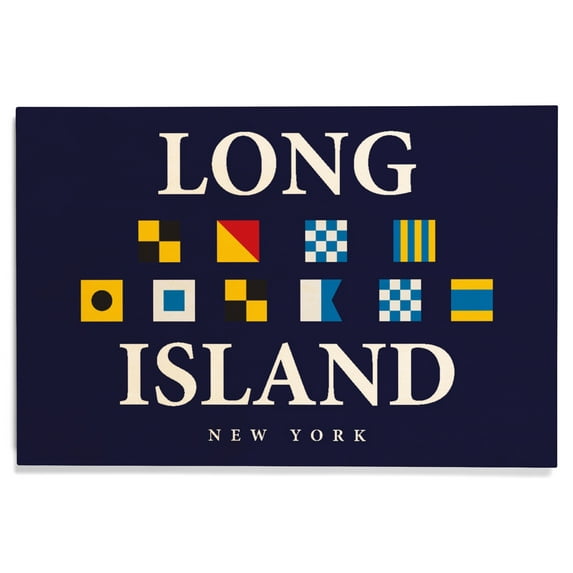Long Island, New York, Nautical Flags Birch Wood Wall Sign (12x18 Rustic Home Decor, Ready to Hang Art)