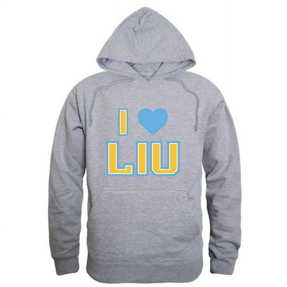 Long Island University I Love Hoodie, Heather Grey - Large