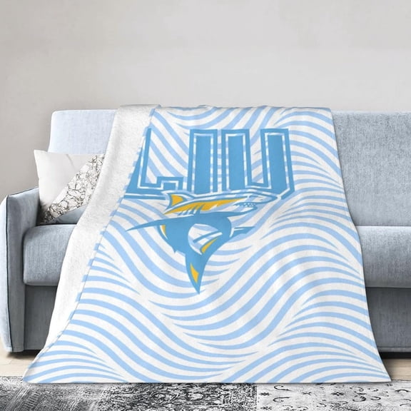 Long Island University Logo Fleece Blanket, Very Soft Microfiber Flannel Blanket for Couch Warm and Cozy for All Seasons
