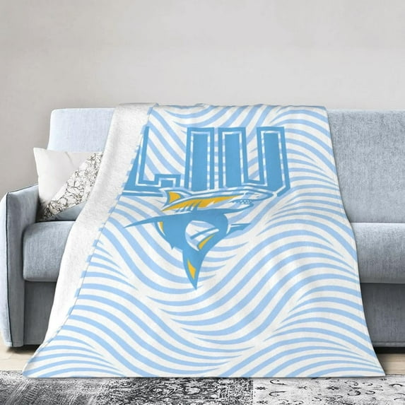 Long Island University Logo Fleece Blanket, Very Soft Microfiber Flannel Blanket for Couch Warm and Cozy for All Seasons