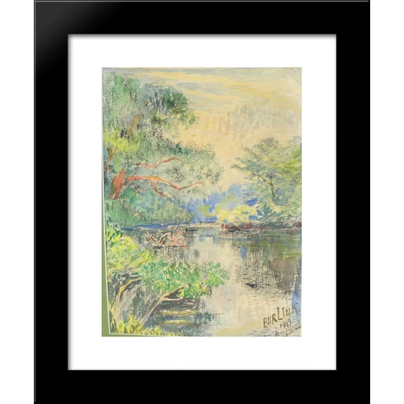 Long Island, summer landscape with a river 20x24 Framed Art Print by David Burliuk