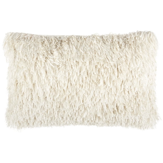 Long Ivory Shag Throw Pillow