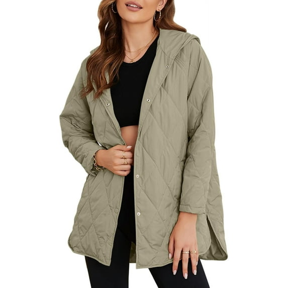 Long Jackets for Women Fashion 2024 Winter Coat for Women Business Casual Diamond Quilted Hooded Lightweight Jackets