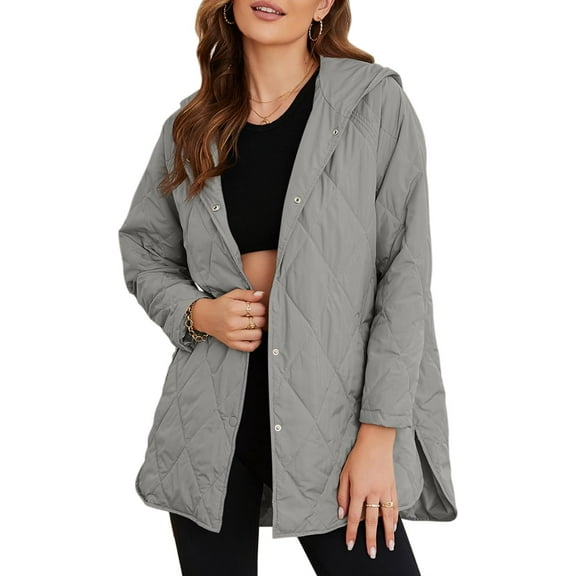 Long Jackets for Women Fashion 2024 Winter Coat for Women Business Casual Diamond Quilted Hooded Lightweight Jackets