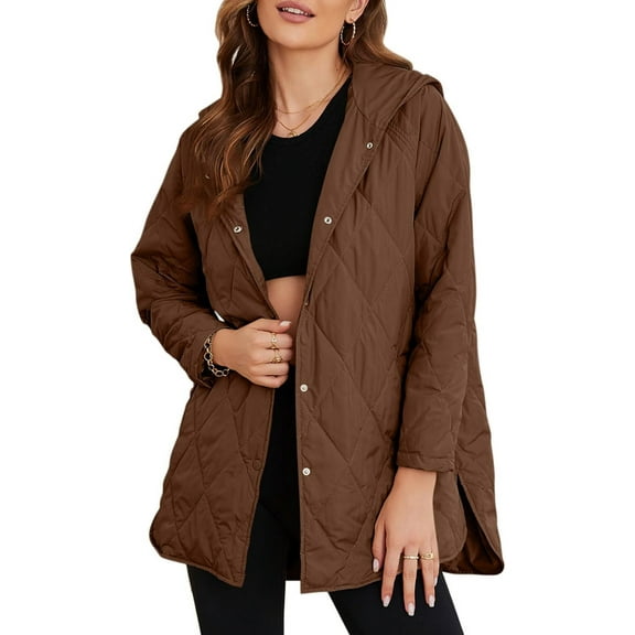 Long Jackets for Women Fashion 2024 Winter Coat for Women Business Casual Diamond Quilted Hooded Lightweight Jackets