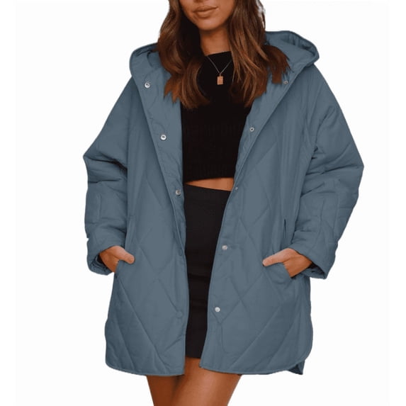 Long Jackets for Women Fashion Winter Coat for Women Business Casual Diamond Quilted Hooded Lightweight Jackets