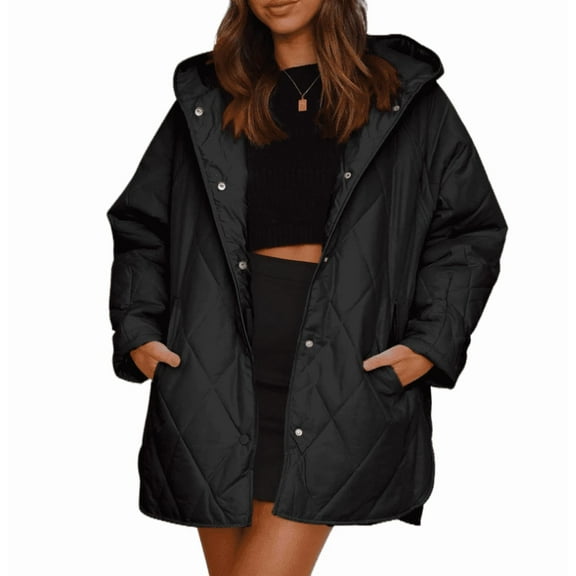 Long Jackets for Women Fashion Winter Coat for Women Business Casual Diamond Quilted Hooded Lightweight Jackets