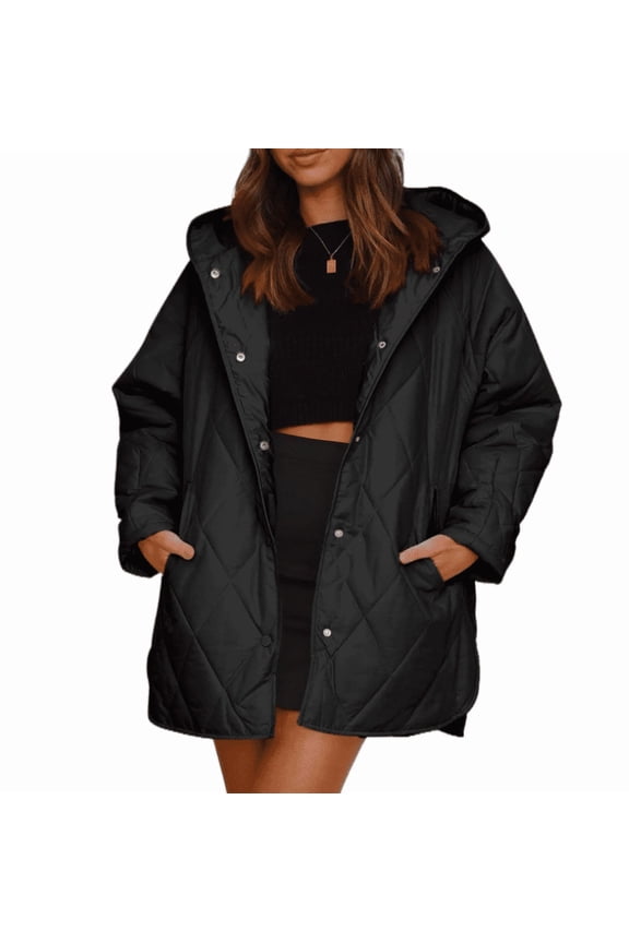 Long Jackets for Women Fashion Winter Coat for Women Business Casual Diamond Quilted Hooded Lightweight Jackets