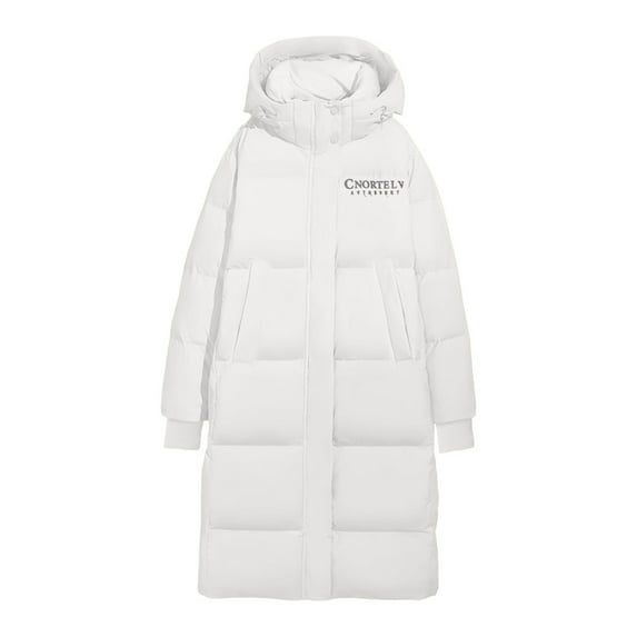 Long Jackets for Women, Yigetop Women's Long Puffer Stand Collar Zip Baggy Down Coats with Side Outwear Outwear Jacket for Women White 2XL