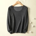 thumbnail image 1 of Long Johns Long Sleeve Tops Women's Fleece Thermal Long-sleeved Round-neck Base Shirt Top,Black,XXXL, 1 of 3