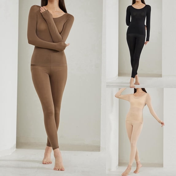 Long Johns Thermal Underwear for Women Base Layer Petite/Regular/Tall Top Bottom Sets Cold Weather Winter